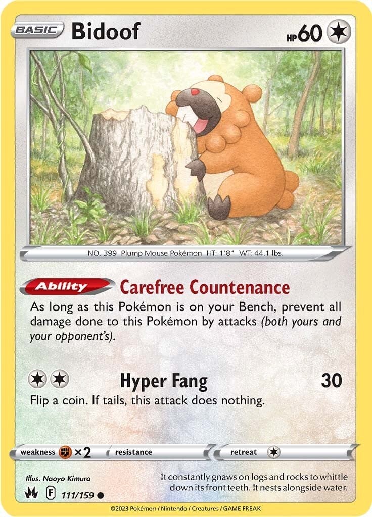 Bidoof - 111 / 159 - Crown Zenith - Near Mint - en